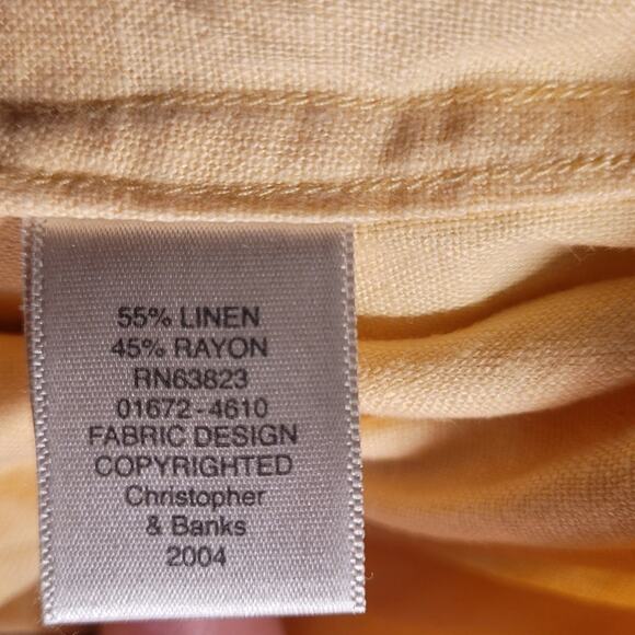 Vntg Y2K CHRISTOPHER & BANKS Yellow Embroidered Linen Rayon Button Blouse Sz S - Picture 7 of 10
